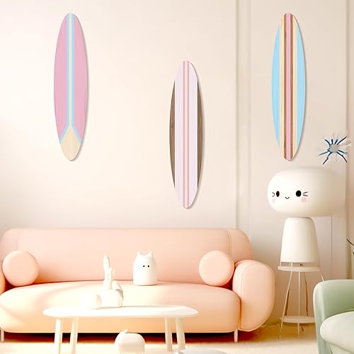 Miniatura 2 de Zzbakress 3 piezas de decoración de pared de tabla de surf de madera para colgar en la pared, decoración de habitación temática de playa, decoración