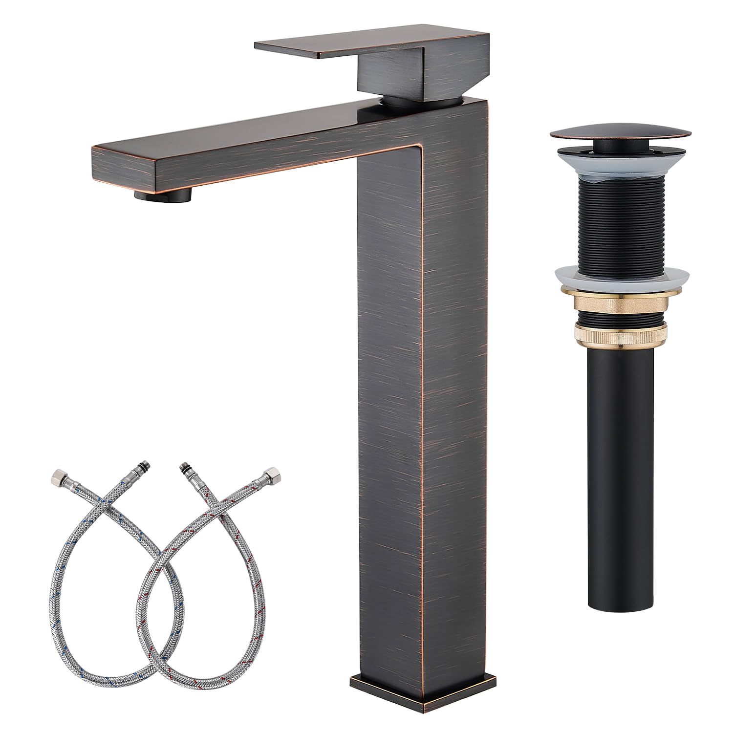 AVSIILE Vessel Sink Faucet, Oil Rubbed Bronze 1 Hole Single Handle Tall Bathroom Vanity Faucets, Modern Utility Rv Laundry Bath Restroom Mixer Tap