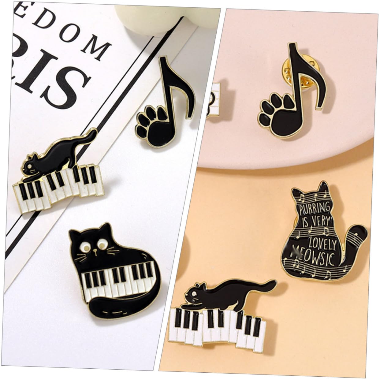 BESPORTBLE Spilla Corpetto Musicale Spilla Decorativa Perni Carino Spillo Pin Per Gatto Spille Distintive Spilla Per Abbigliamento Smalto Vestiario A Tema Lega Black