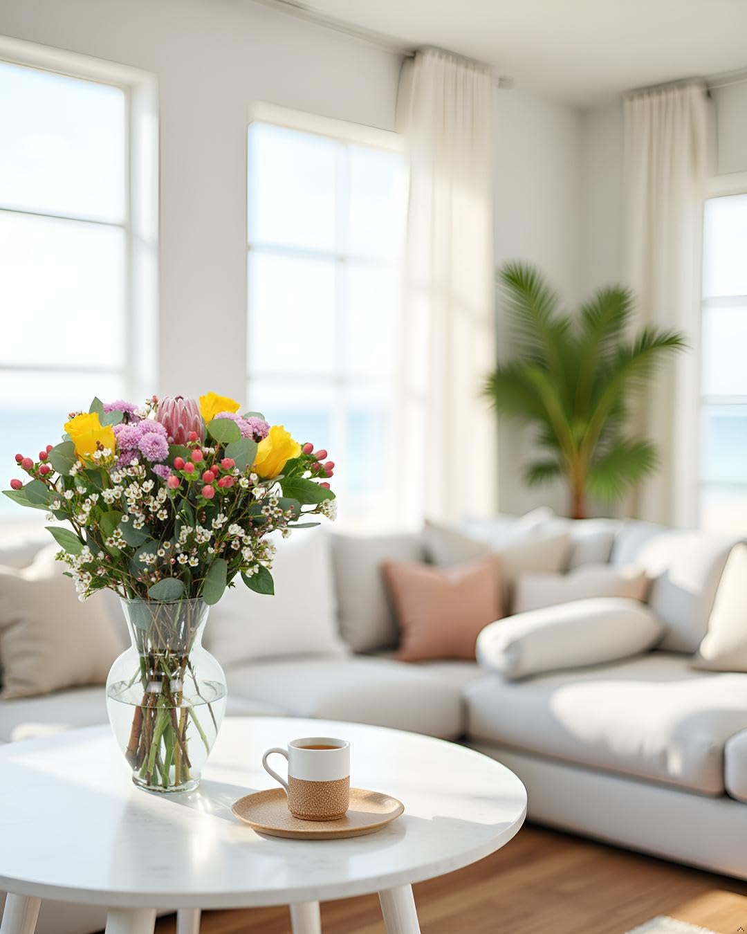 Stargazer Barn - Blooming Cheer Bouquet (Includes Glass Vase) - Fresh Flowers for Delivery - Gift for Anniversary, Birthday, Congratulations, Get Well, Graduation, Sympathy, Valentine's Day