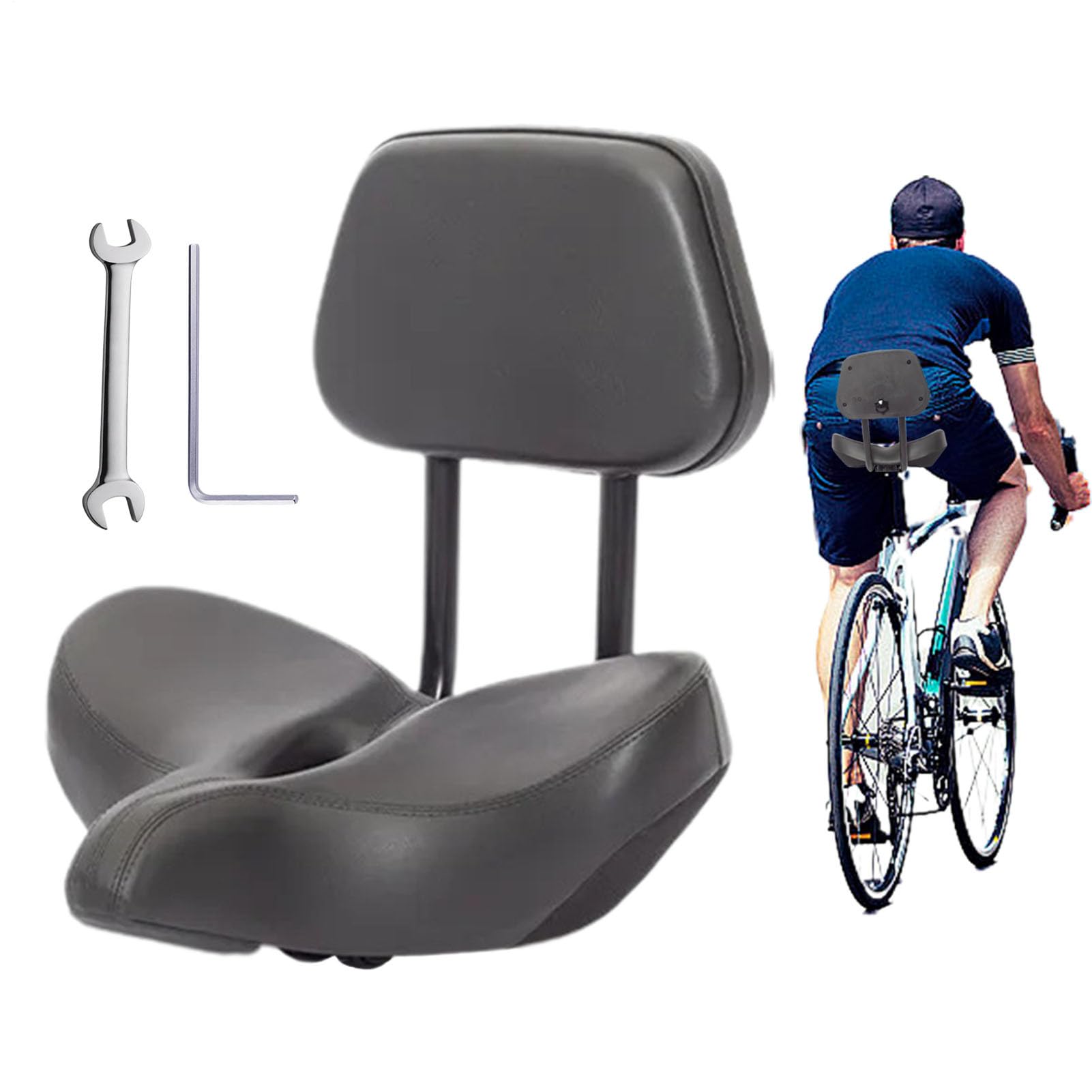 Fahrradsattel mit Rückenlehne – PU-Leder Memory Foam 27 x 32 cm