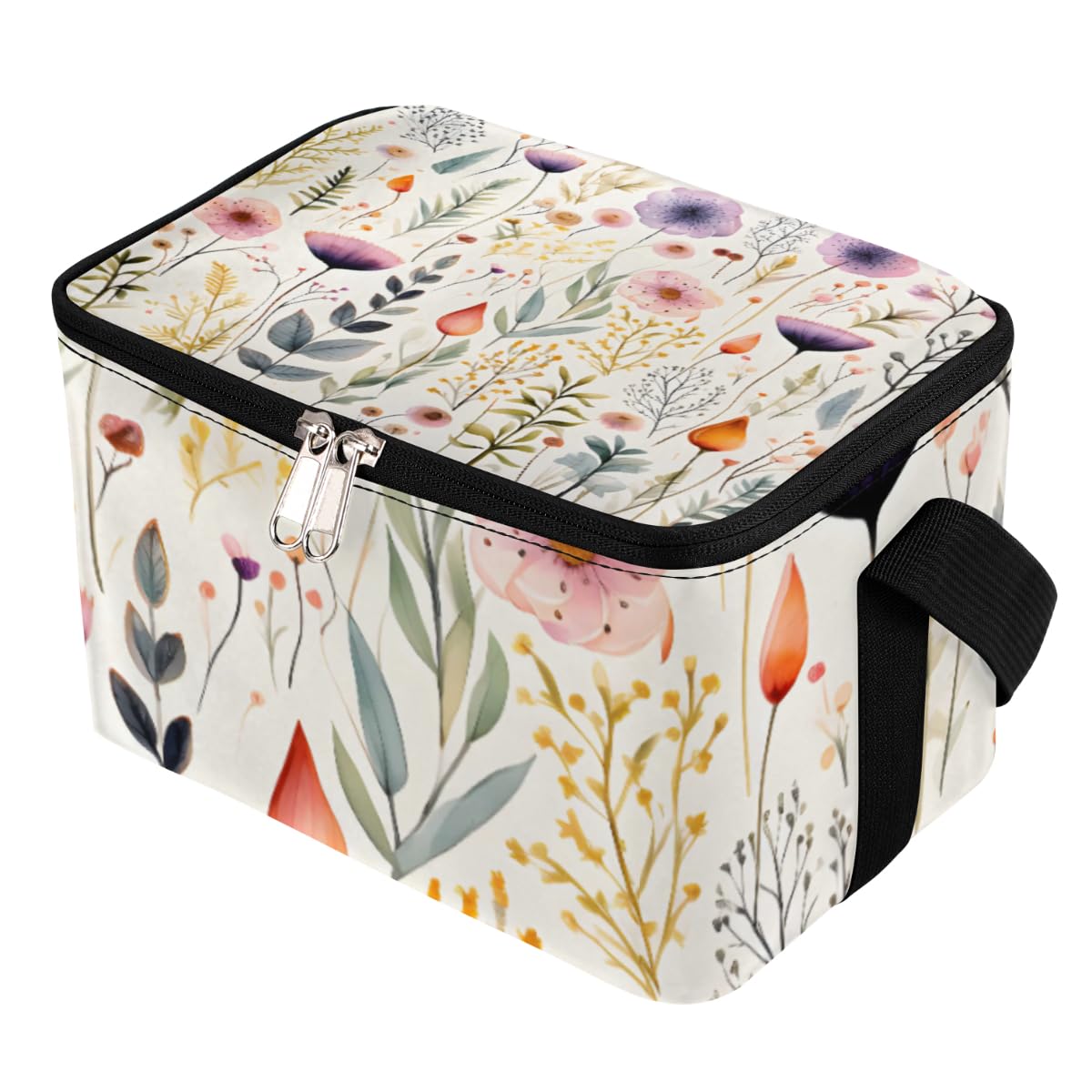 Lunch Bags for Women Men 9 Cans,Flowers Hot & Cold Food Delivery Bag Insulated Grocery Bag Insulated Lunch Box Floral Herbs Cooler Bag for Office Work Picnic Beach
