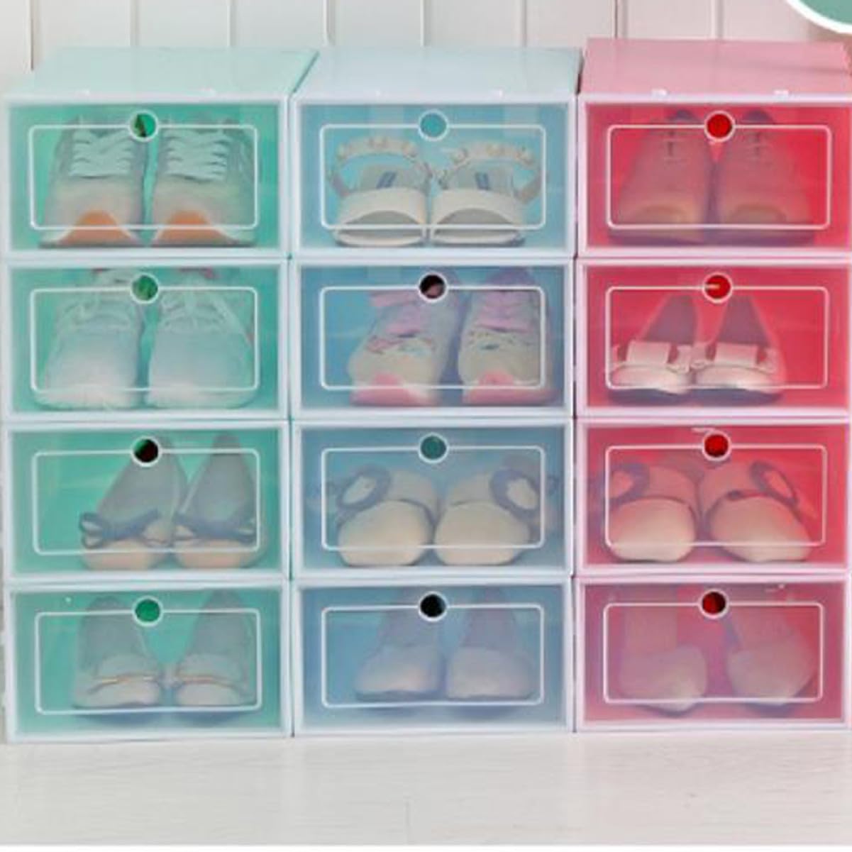 Scatola per Scarpe Impilabile Trasparente 6 Pezzi, Pp Blu