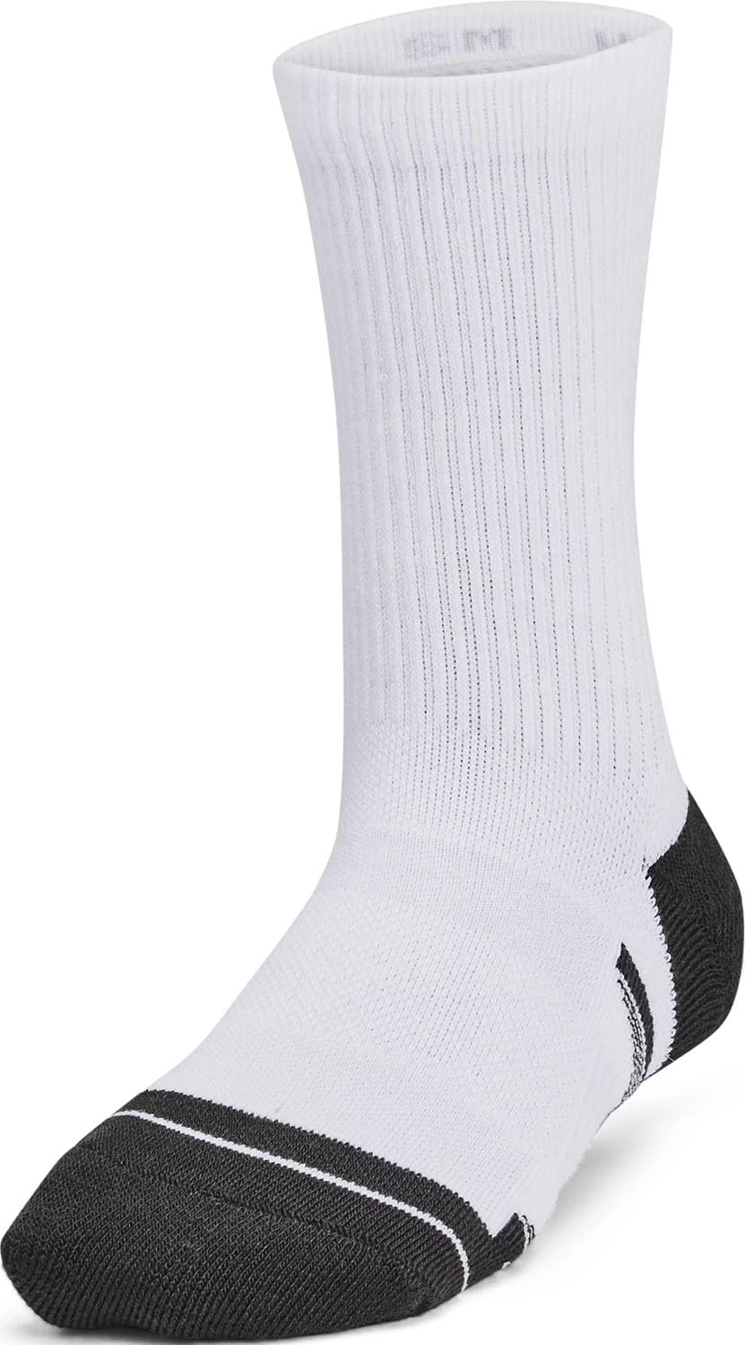 Under Armour Unisex Youth Performance Tech Crew Socks 6 Pack, (101) White/White/Jet Gray, Medium