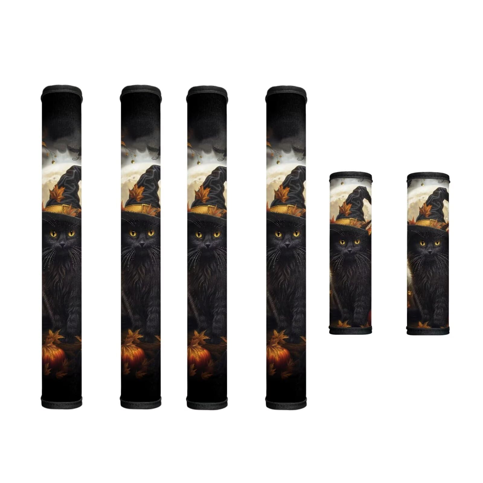 6 Pcs Fridge Microwave Door Handle Covers Universal Kitchen Appliance Protective Gloves Water-Resistant Keep Handles Clean, Wizard Hat Black Cat Crow Maple Moon Pumpkin