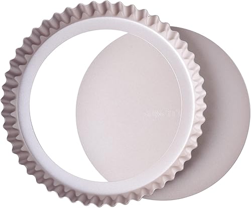 SUNCITY Sartén para tartas de 8 pulgadas con parte inferior extraíble para hornear, sartén antiadherente para quiche de acero al carbono, sartén de