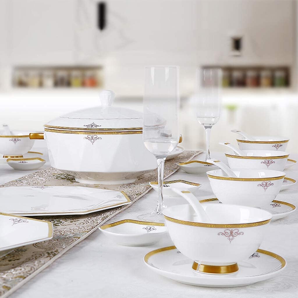 H3TF5J Zestaw stołowy China China, ośmiokątny składany porcelanę, 56 sztuk ceramicznych zastawy stołowej, nietoksyczne i zdrowe kości Chiny, wielofunkcyjne zastawa stołowa gospodarstwa domowego