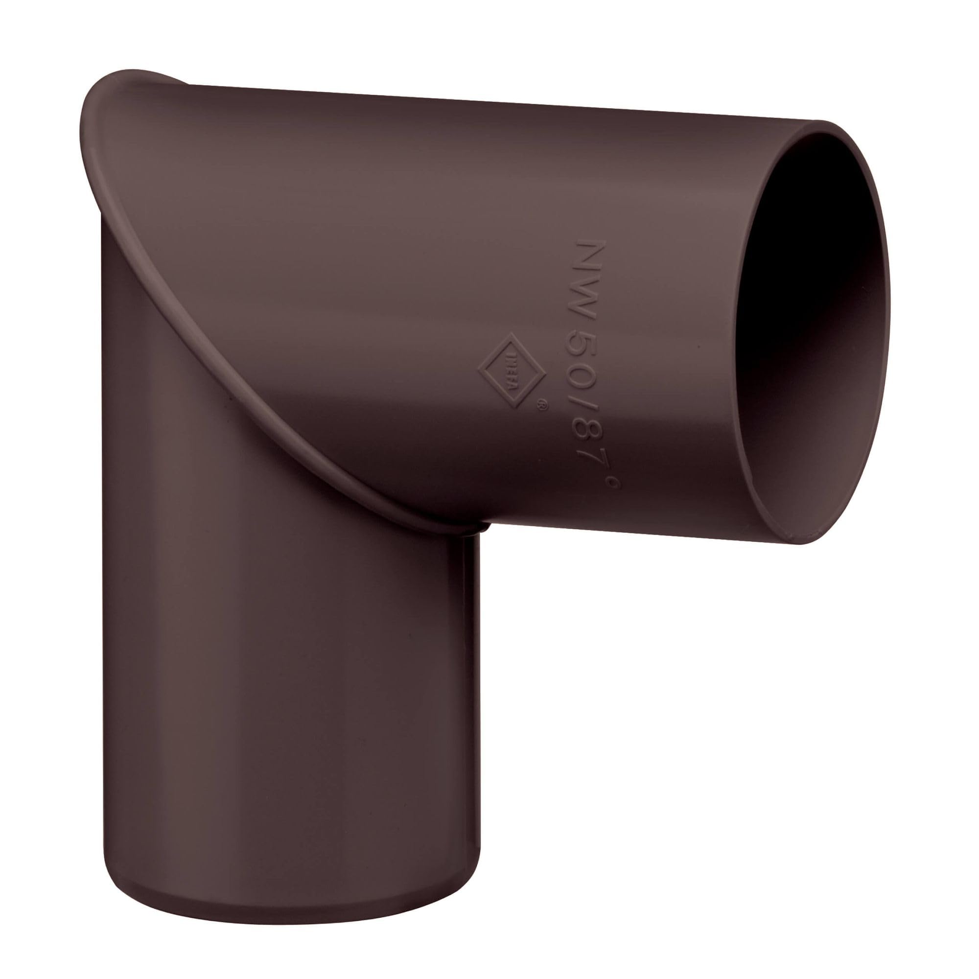 INEFA Rainwater Pipe Bend 87 Degrees for downpipe, PVC 50mm, Dark Brown Connecting piece Gutter Accessory, Easy Installation, Made in Germany