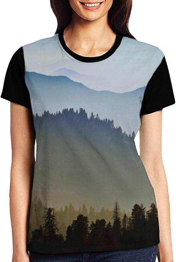 Amazon Co Jp レディース 半袖 Tシャツ 自然山 Tシャツ Tシャツ レディース 夏 プリント おしゃれ 通勤 通学 日常用 ファッション