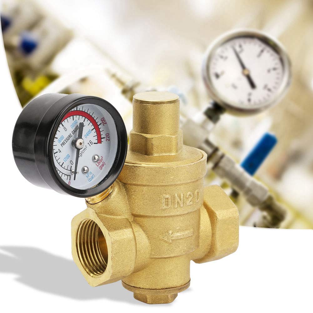 Zawór zmniejszający ciśnienie, DN20 3/4" mosiężny zawór zmniejszający ciśnienie wody 3/4" regulowany regulator ciśnienia wody gwint zaworu z miernikiem manometru