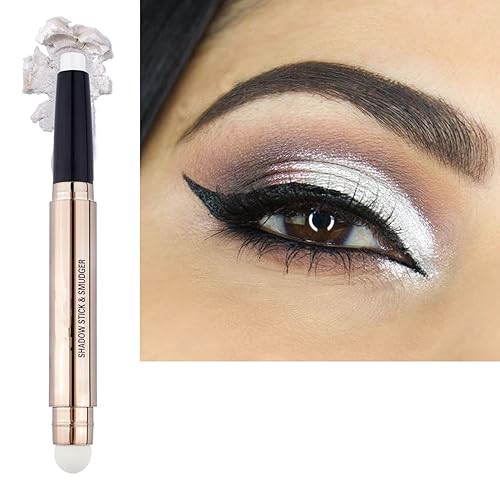 Sombra de ojos blanca, sombra de ojos en barra, base de lápiz con purpurina suave, hipoalergénica, impermeable, larga duración, iluminador de sombra