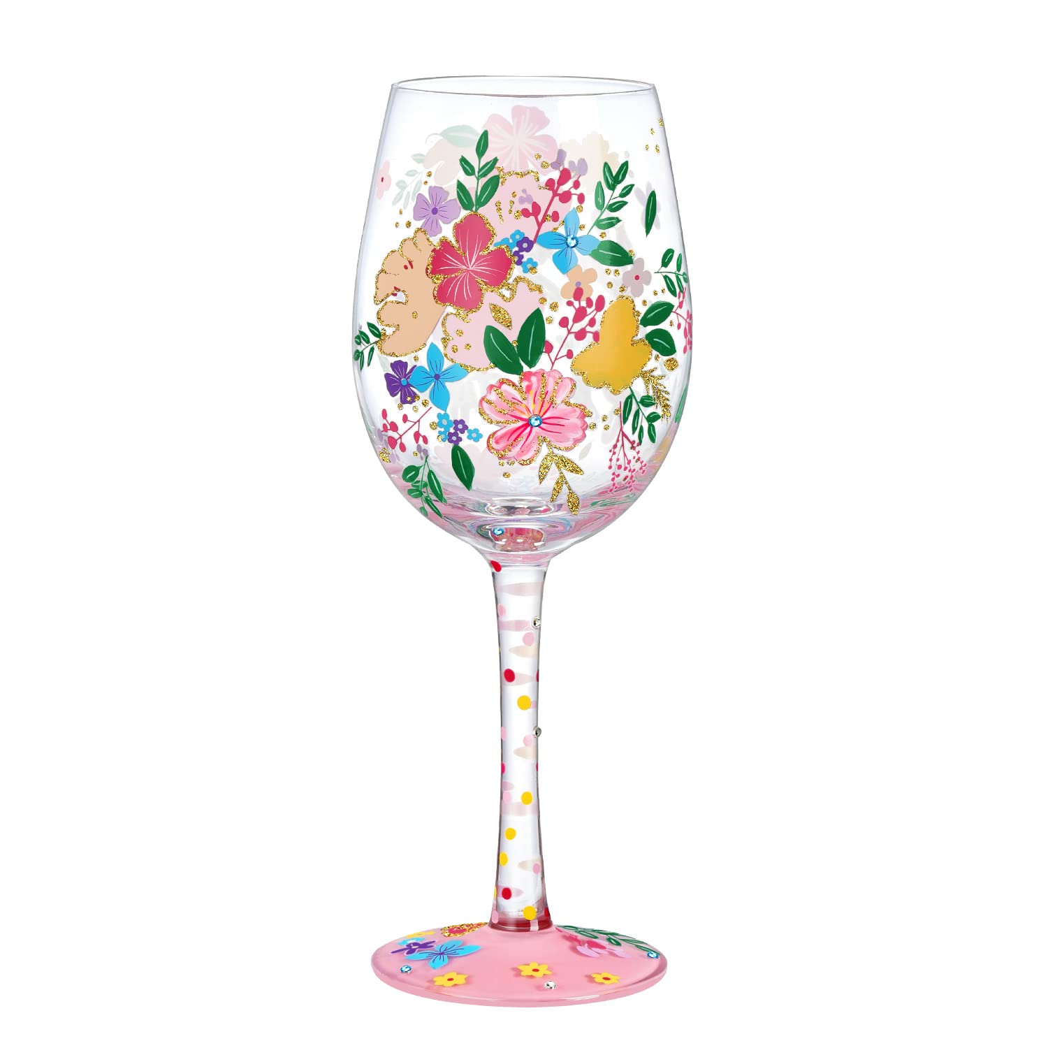 Hand Painted Wildflower Wine Glasses - Personalized Gift -1 Hand Painted Wildflower Wine Glasses - Personalized Gift -1