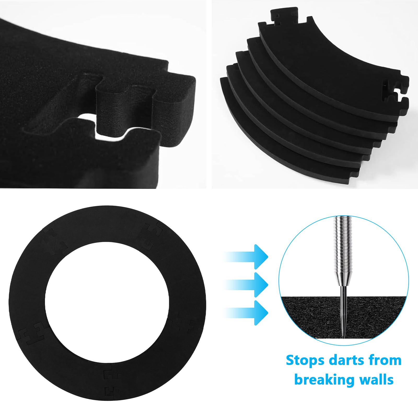 Dart Catchring Surround,Anello di Protezione per Freccette,Anello di Protezione per Bersaglio per Freccette da 45cm,Dart Surround Catchring in Nero,Stabile in Eva per Bersaglio Surround Durevole