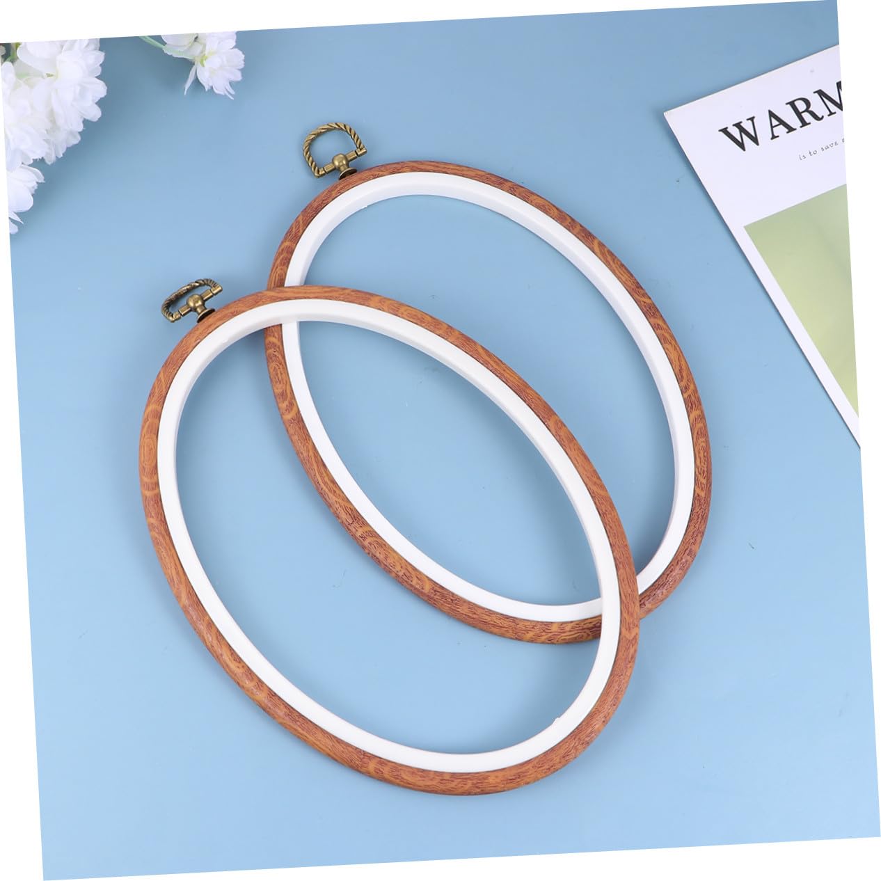 UKCOCO Aro de Bordado Elíptico 18x25 Cm Imitación Madera, 3 Piezas, Círculos de Punto de Cruz DIY para Manualidades y Costura, Principiantes, Decoración de Paredes y Bodas, Bricolaje Artesanal