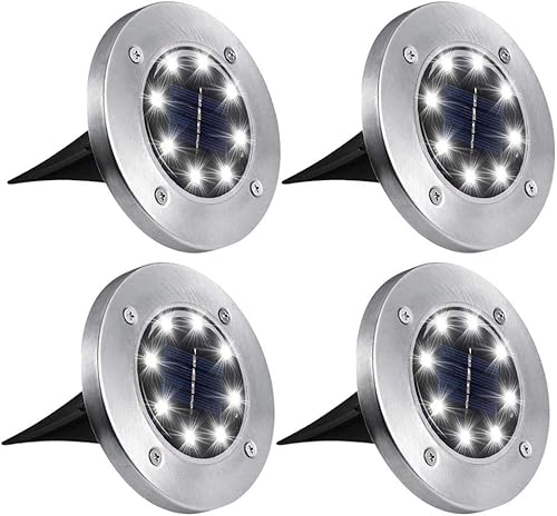 ZGWJ Luces solares de suelo, paquete de 4 luces solares impermeables para jardín, luces mejoradas para jardín al aire libre, luces brillantes en el