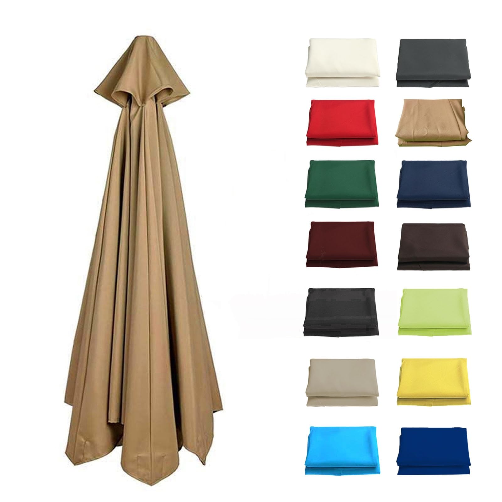 GZDXBF 6/8 Arms Umbrella Replacement Cloth, UV50+, Replacement Parasol Fabric Canopy 200/270/300cm, Umbrella Canopy Replacement Cloth, Waterproof Anti-Ultraviolet(Color:Khaki,Size:6 ribs-2.7m(8.8ft)) — image 1