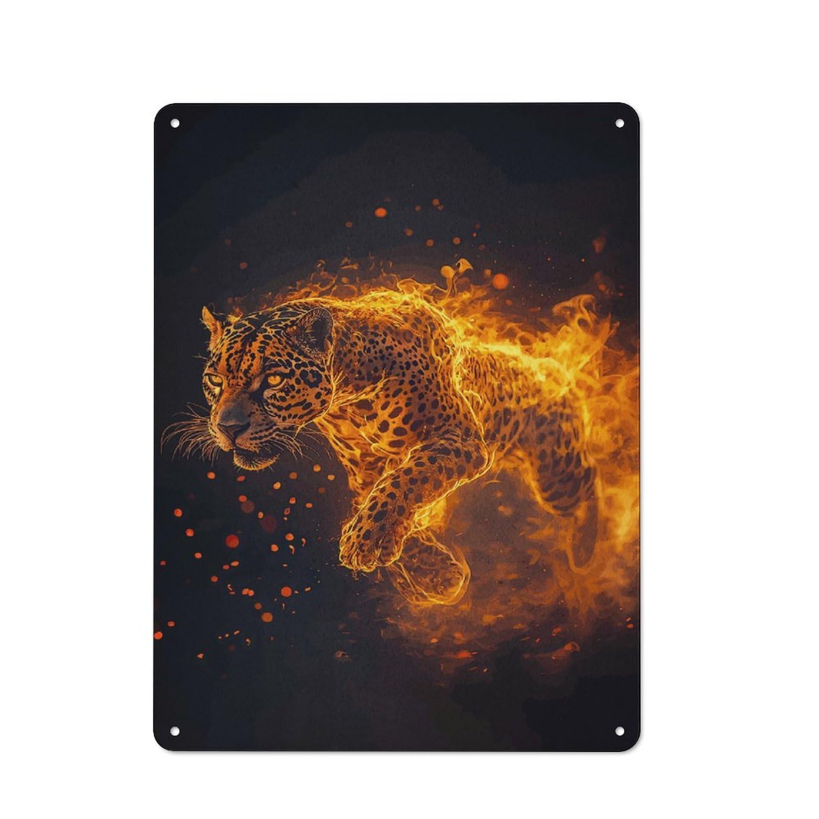 Junmoney Style-4 Clean Industrial Fiery Jaguar Industrial Metal Sign 40X30cm, Studio Wall Art For Loft, Studio, Office Or Creative Room