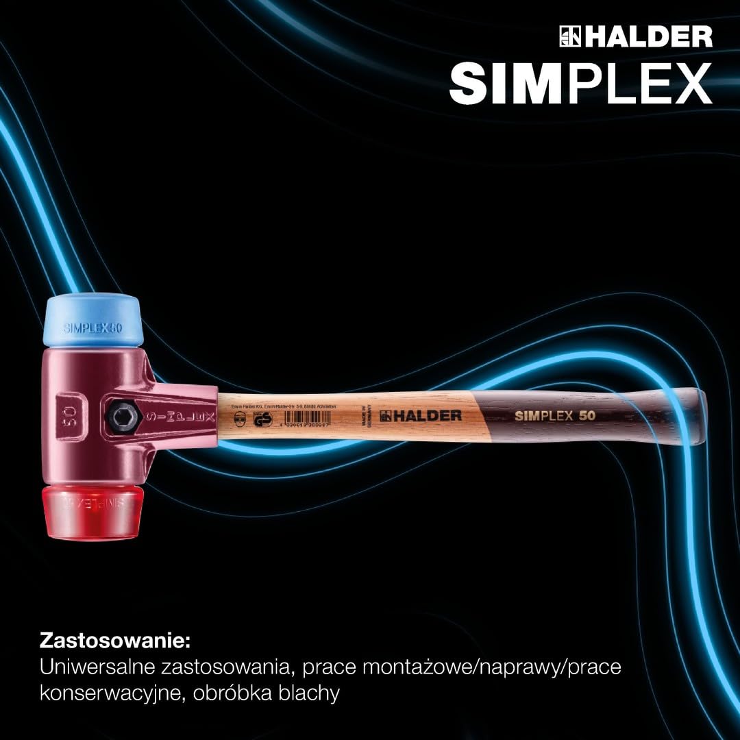 Halder 3016060 Młotek "Simplex Soft-Face TPE-Soft/Plastic", wielokolorowy, 60 mm