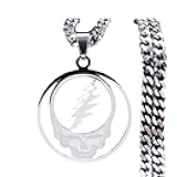 New 2024 Grateful Dead Skull Stainless Steel Necklace Chain Men/Women Silver Color Necklaces Jewelry Joyeria Acero Inoxidable Fashion Accessories Creative Gift