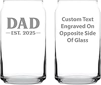 Vista 1 de Custom Dad Est 20XX - New Father Beer Can Pint Glass Gift for First Time Parents - Personalized Bold 16 Oz Glasses