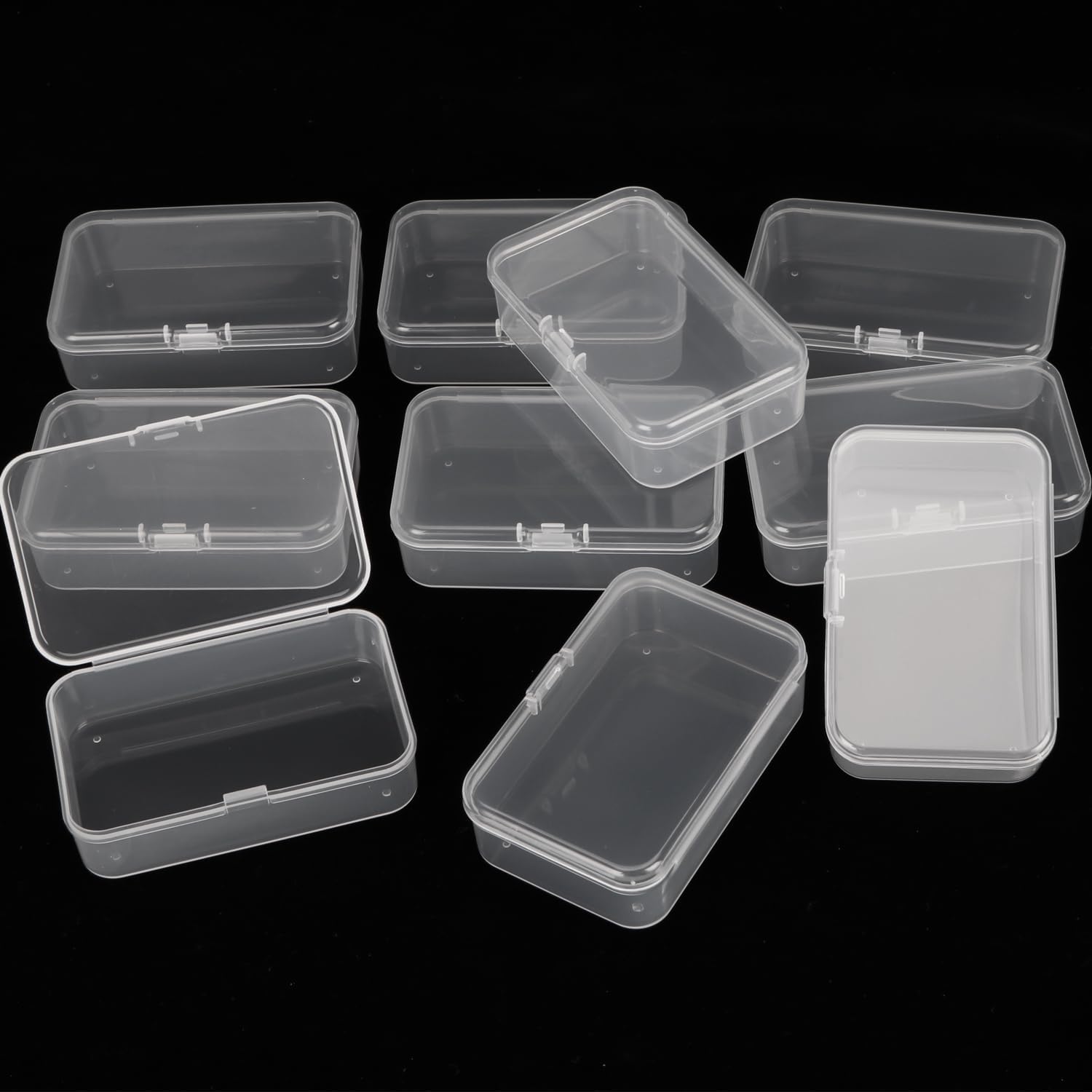 YEPREM Amzuia 12 Pieces Small Plastic Boxes with Hinged Lids, Rectangle Clear Craft Storage Containers with Lids Plastic Boxes for Beads, Jewelry and Other Small Items(2.5 x 1.7 x 0.8 Inches)