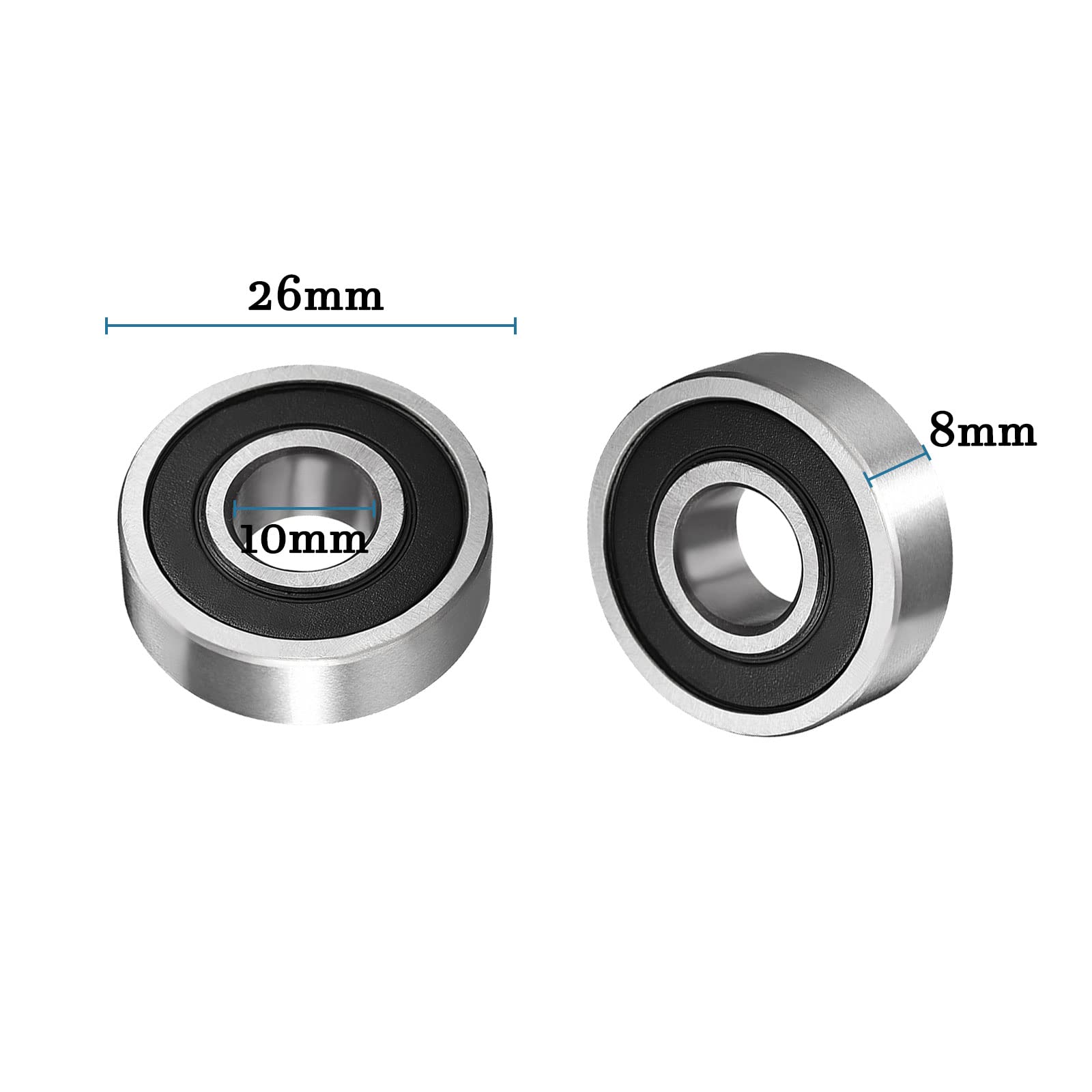 2 Cuscinetti A Sfera 6000ZZ 10x26x8mm - Acciaio Carbonio Per Trasmissione - Foto 4