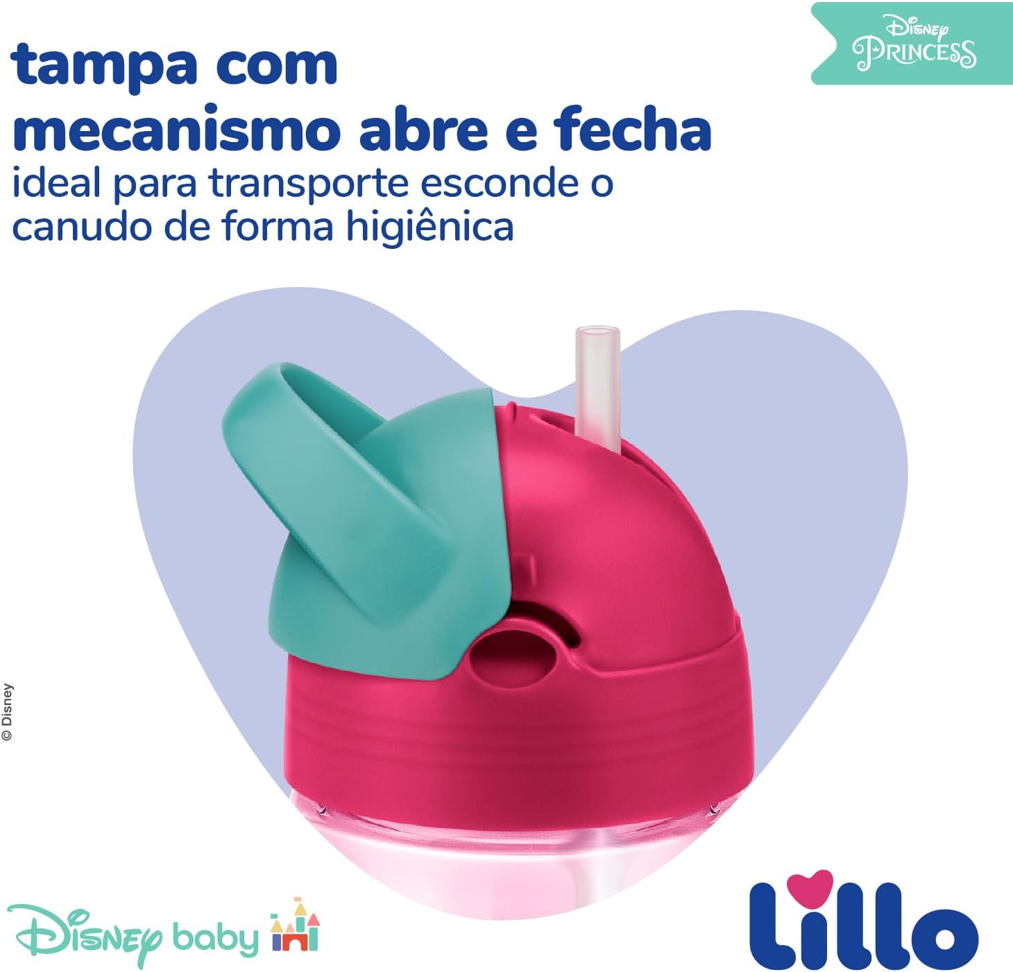 Lillo Copo Evolution com Canudo 300ml – Disney Princesas