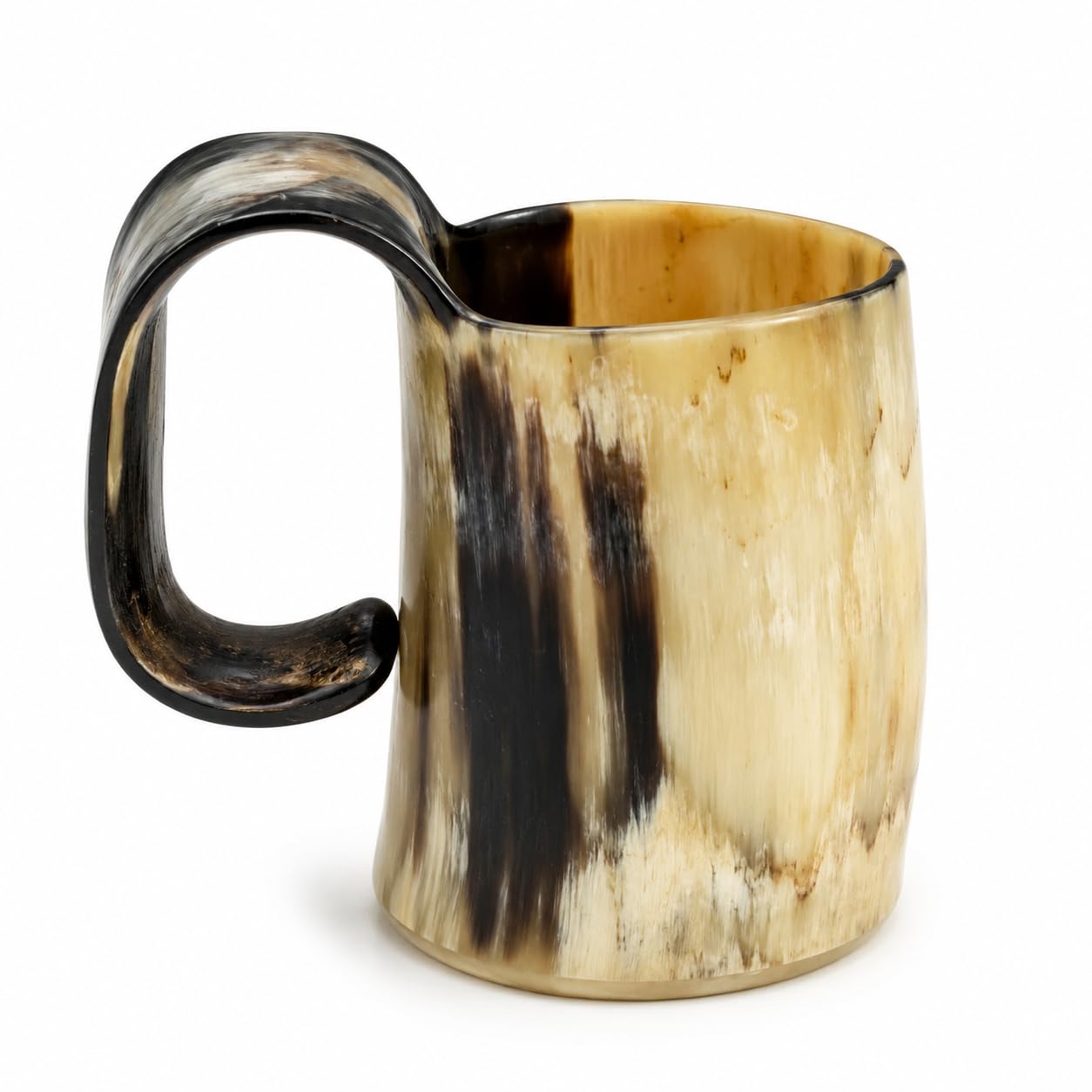 Taza de cerveza de cuerno natural hecha a mano estilo medieval rústico de 10 cm