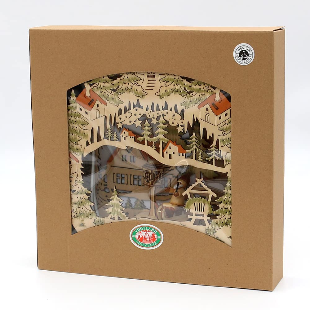 Wichtelstube-Kollektion Fensterbild beleuchtet Weihnachtsmann auf Schlitten Weihnachtsdeko für das Fenster Holz, 29,5 x 5 x 30cm Fensterbilder Weihnachten