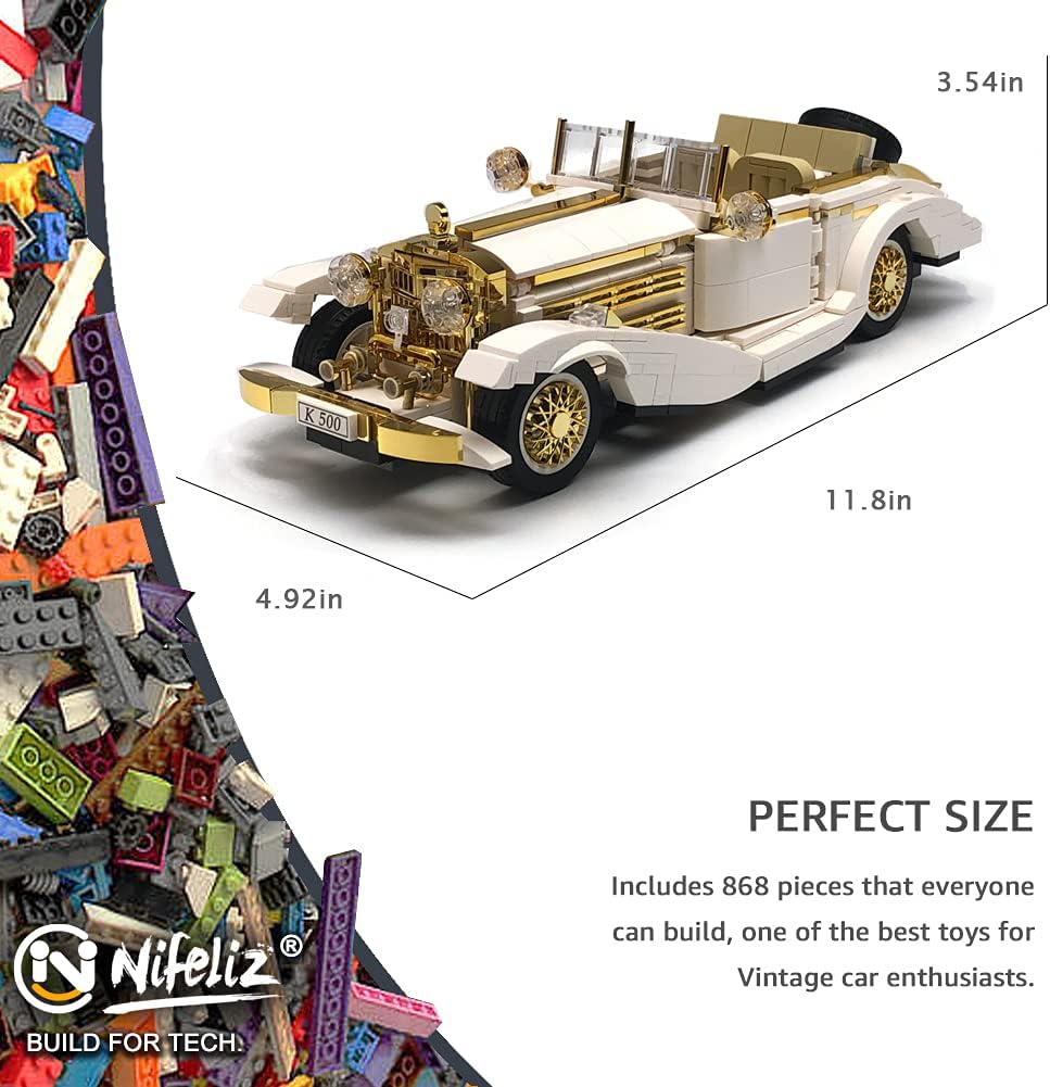 Buy Nifeliz Retro Sports Car K500 Moc Building Blocks And Construction Toy Adult Collectible Model Cars Set To Build 1 14 Scale Retro Car Model New2021 868 Pcs Online In Vietnam B08zsp3syg