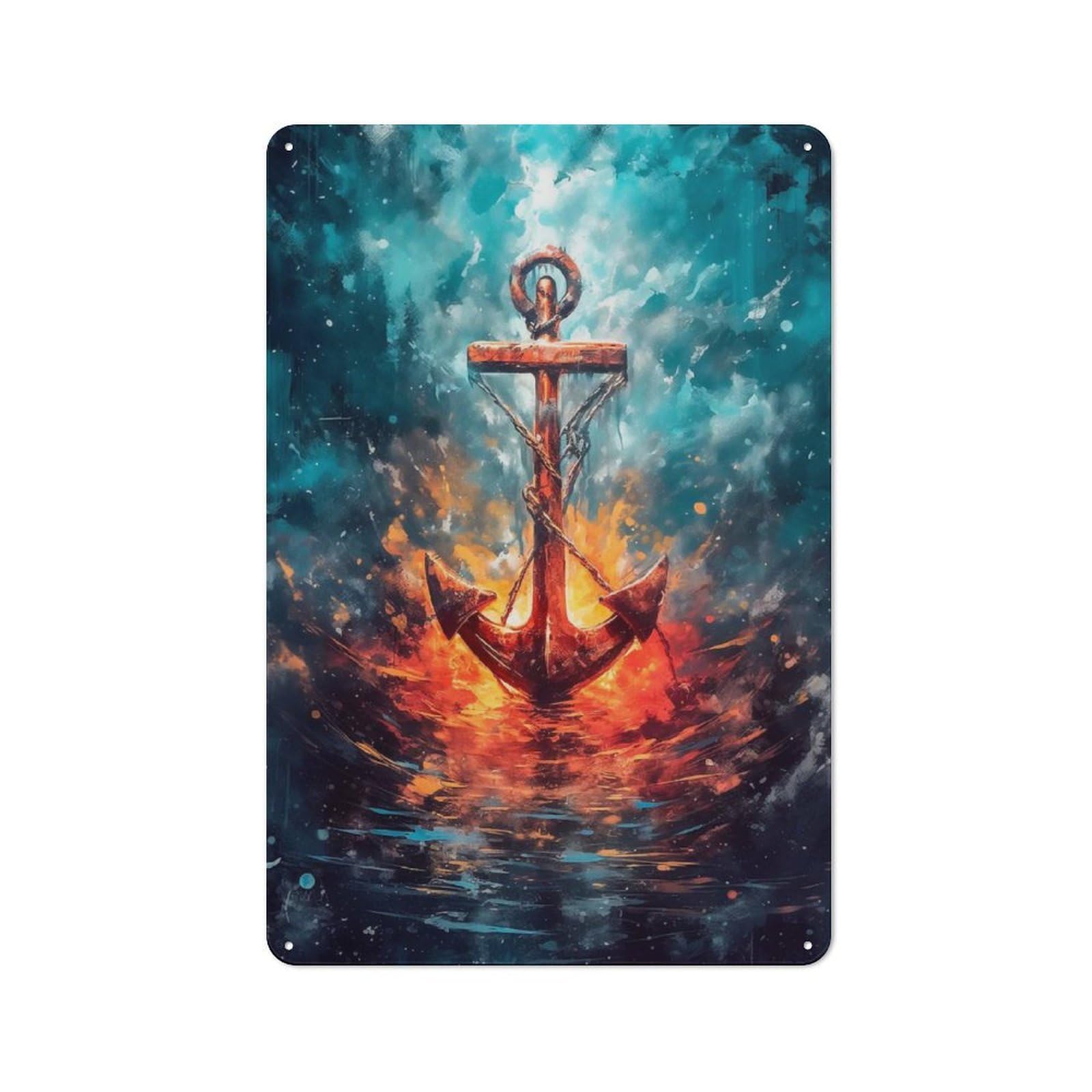 Junmoney Fire Anchor Vintage Tin Wall Plaque 30X20cm For Hallway Wall, For Kitchen, Dining Room And Home Bar Wall Decor