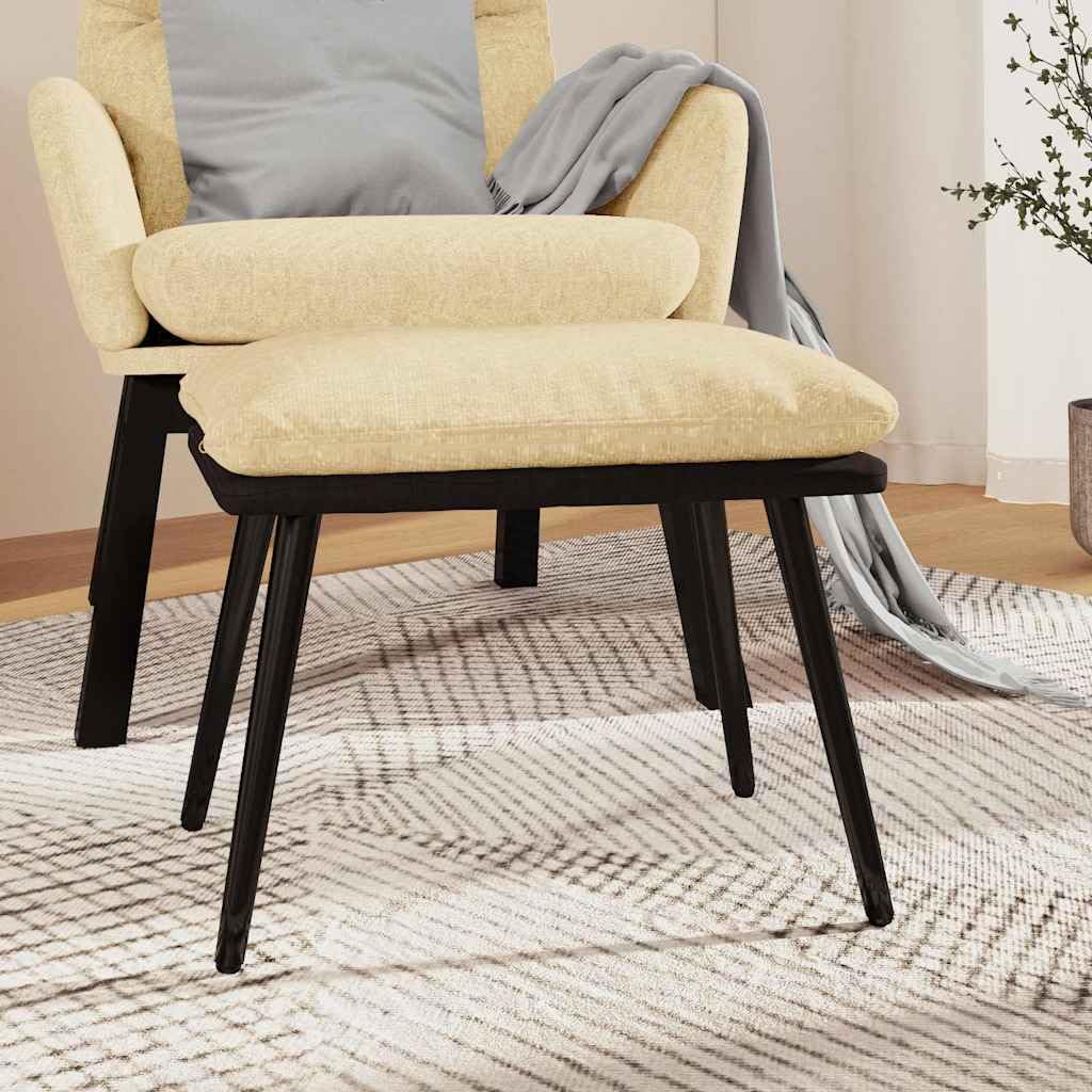 Podnóżek kremowy 45 x 29,5 x 35 cm materiał i sztuczna skóra