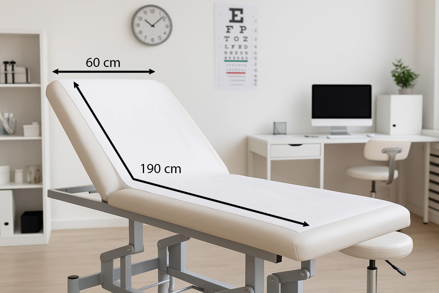 12 Rouleaux - Drap d’Examen Papier Médical 60 cm – Prédécoupe Longue 1,90 m – Grande Largeur – 30 Formats/rouleau – Table Massage, Esthétique, Ostéopathe, Cabinet Médical