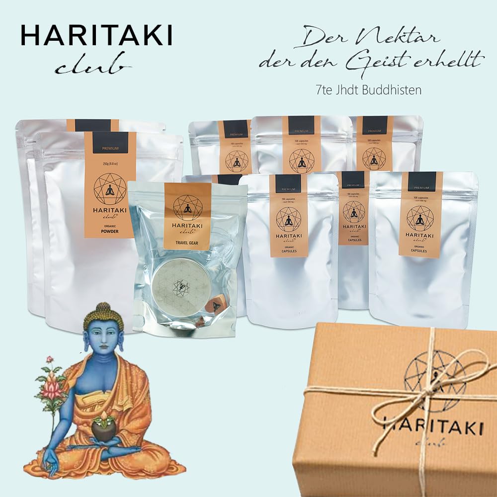 Haritaki BIO Pulver | Premium Qualität - Haritaki Club | Laborgeprüft und EU Bio zertifiziert | Vegan, Kosher, Halal zu 100% natürlich | Kadukkai, Terminalia Chebula | 250g Ayurveda reines Bio Pulver