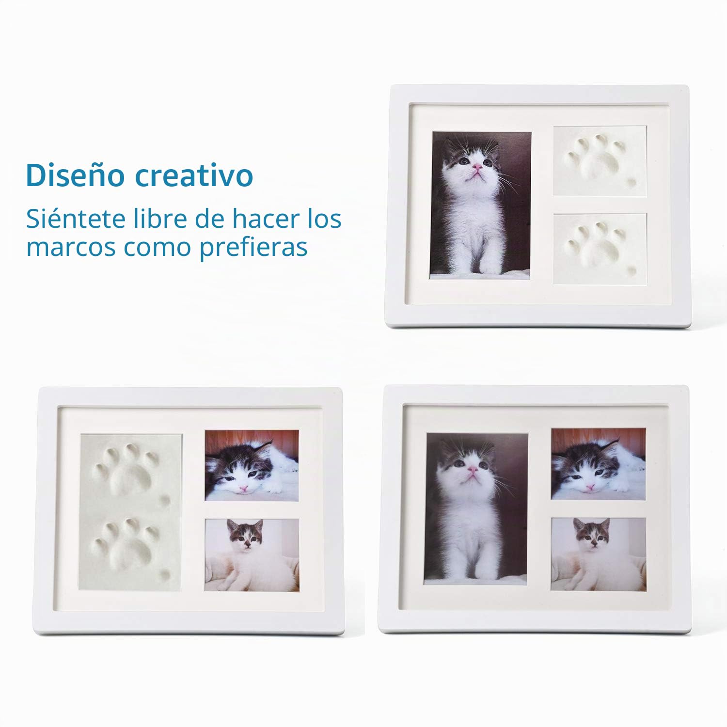 Kit marco huella para impresión de patas de mascota para perros y gatos:Marco de Recuerdo de Mascota,Artículos conmemorativos gato