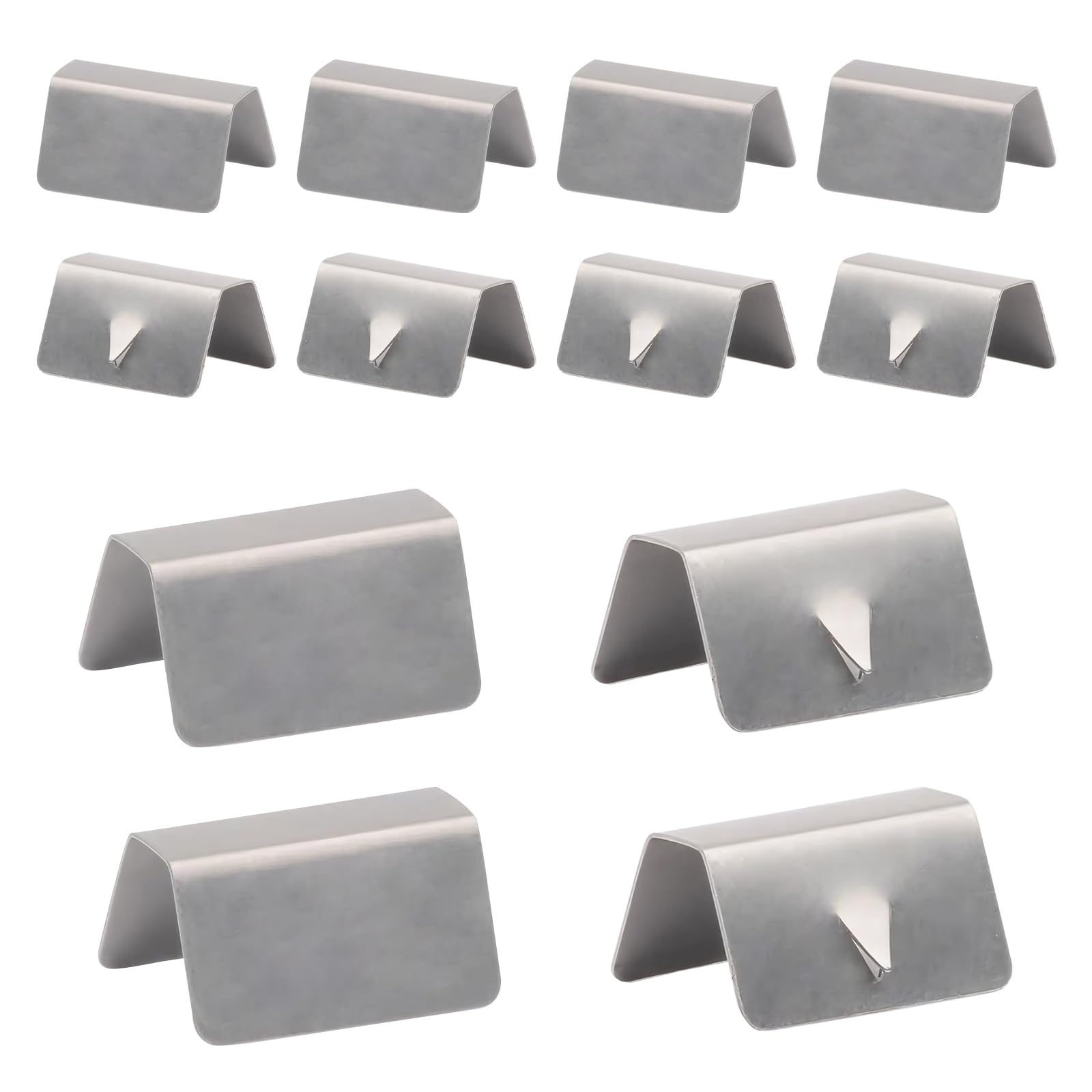 dawfall 12 PCS Automotive Wind Deflector Clips, 0.41" x 0.59 "x 0.78" Stainless Steel Rain Gutter Clips, in-Groove Windshield Accessory Tools, Compatible with HEKO G3 Sned (Silver)