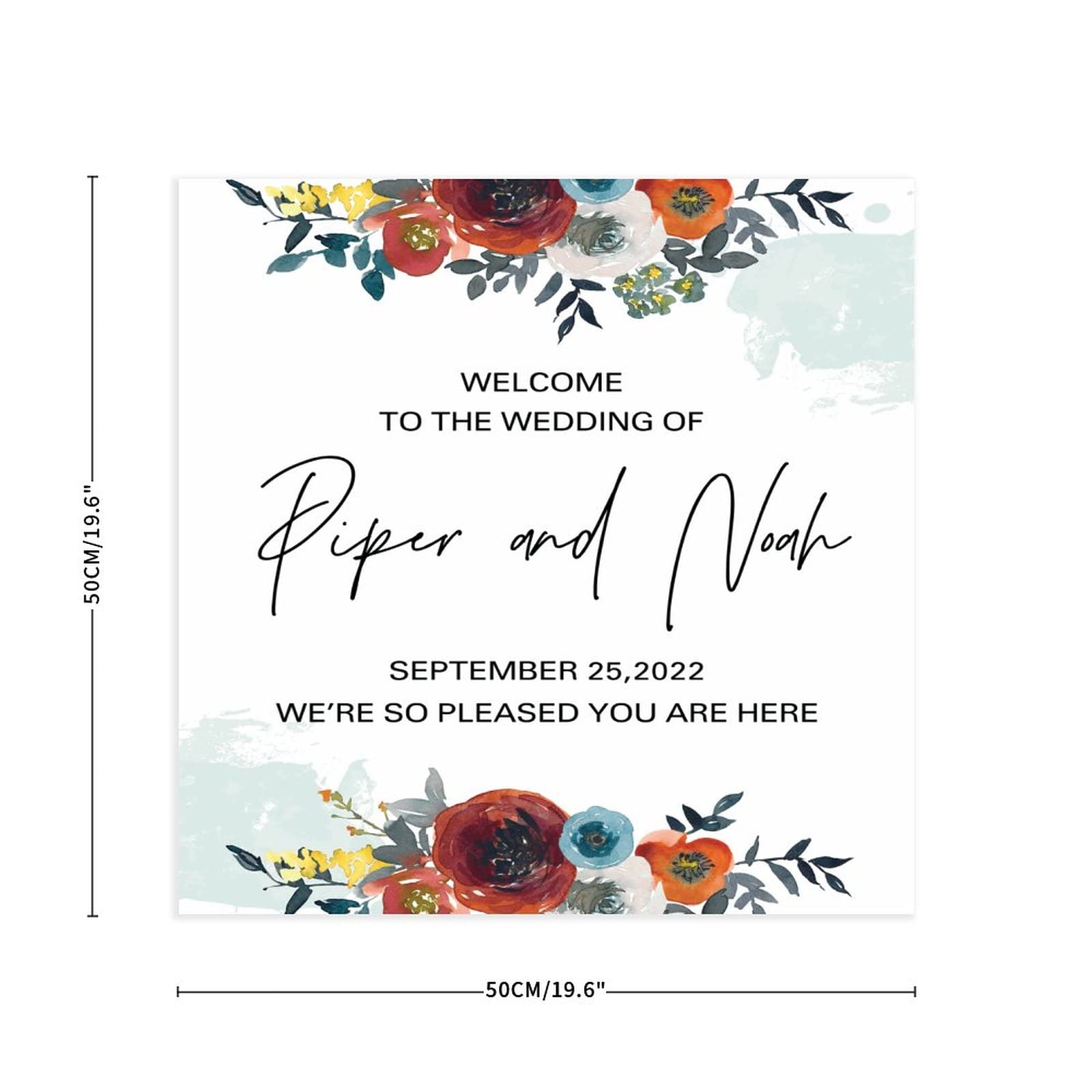 Holzschild mit Aufschrift "Welcome to Our Wedding", Hochzeitsschilder, personalisierbar, Hochzeitsschild für Zeremonie, 50,8 x 50,8 cm