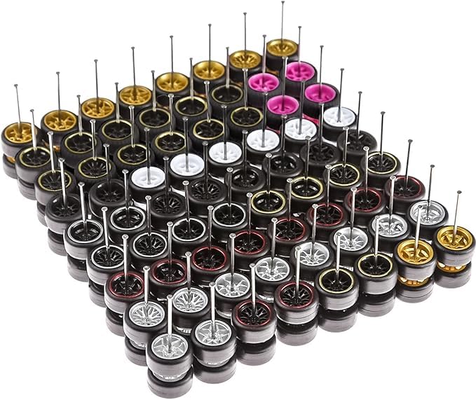 1/64 Wheels Mixed/Random Real Riders Wheels Rims Tires Set for 10 Cars 1/64 Scale (04)