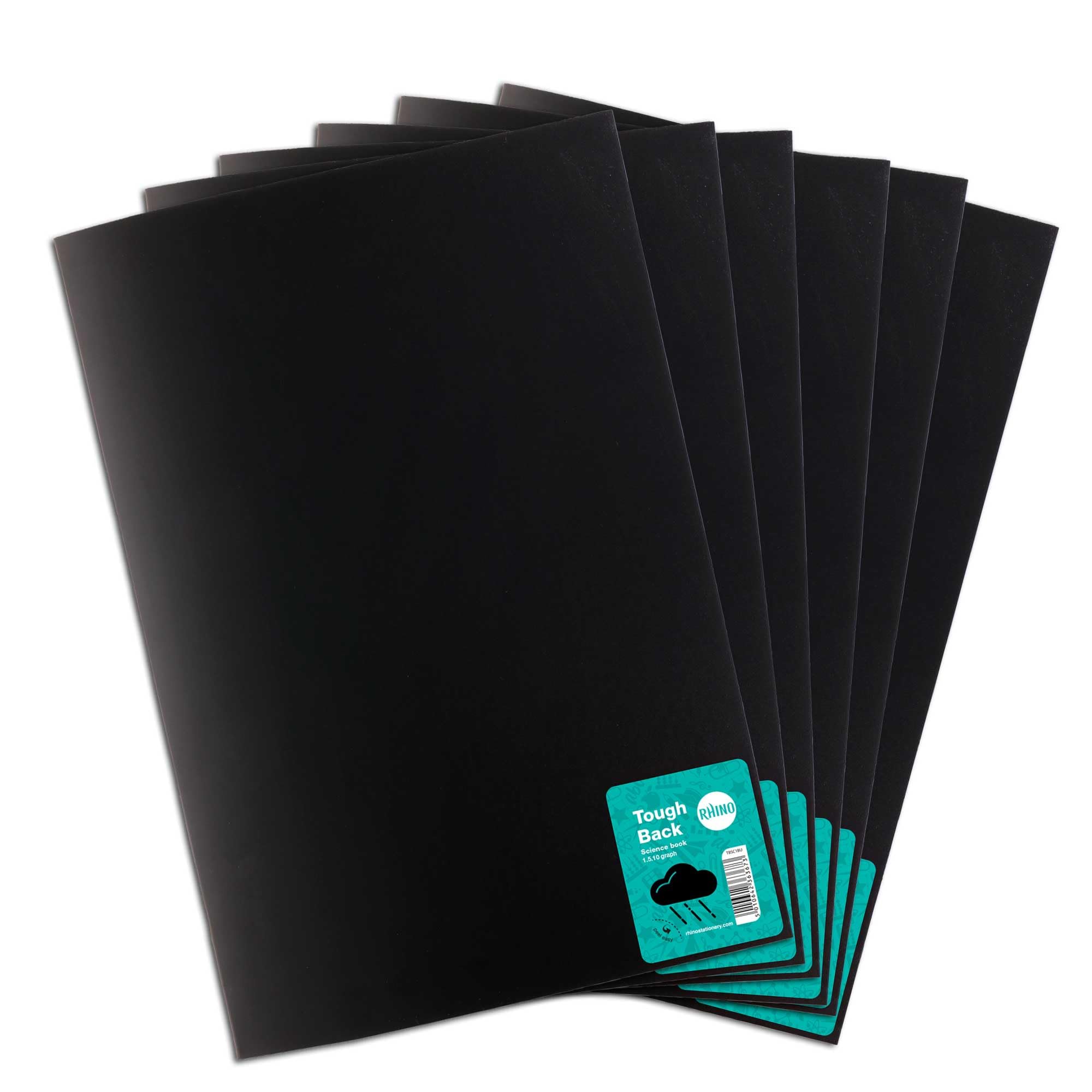 Rhino A4 Exercise Books, 64-Page / 8mm Lined with Margin & 10mm Graph Ruling Reverse Paper Notebook, 48-Pack, Office & School Stationery Supplies, Black