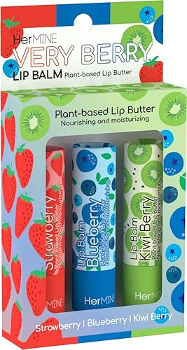 HerMINE Bálsamo labial a base de plantas, paquete de 3 unidades nutritiva hidratante LipButter LipButter de larga duración deliciosos sabores