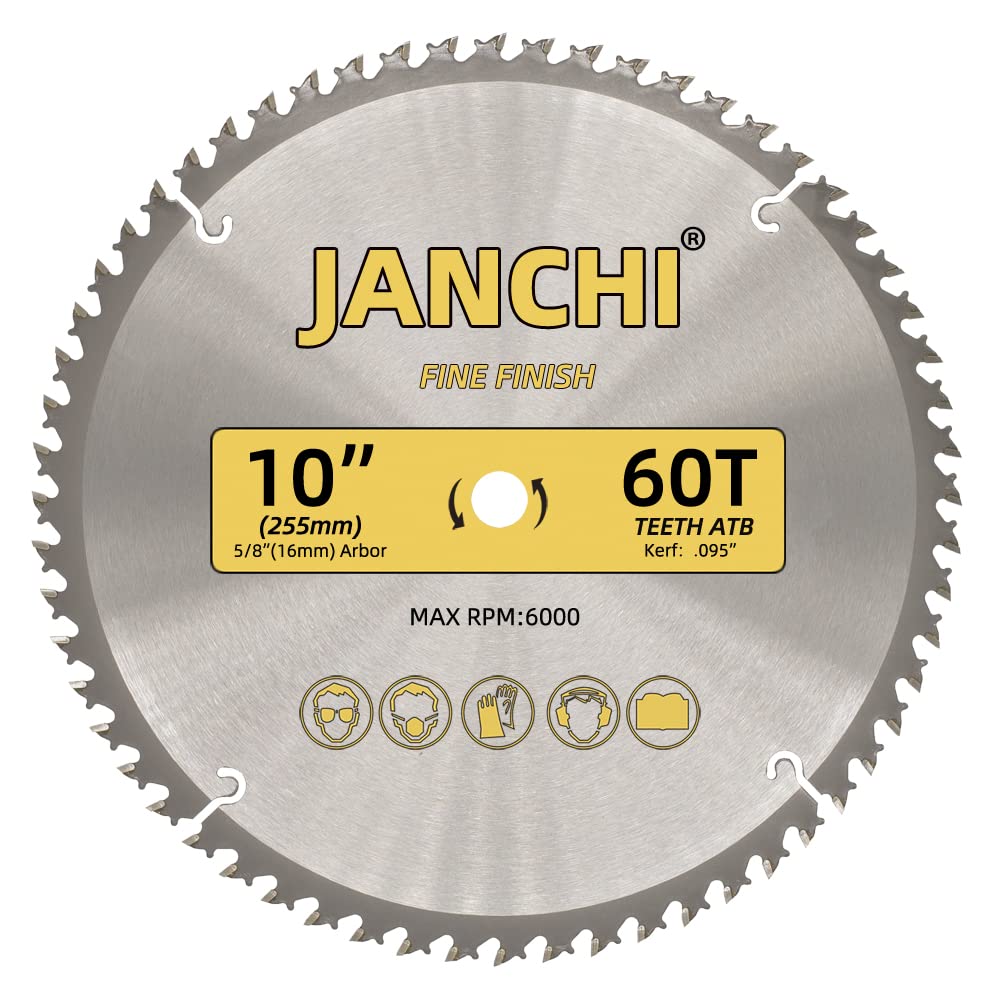 Confezione da 3 lame combinate per la lavorazione del legno da 25,4 cm, 32T, 60T e 80T, con albero da 5/8", lama sottile da 0,95 cm, lama smussata in carburo di tungsteno, ideale per vari tagli di
