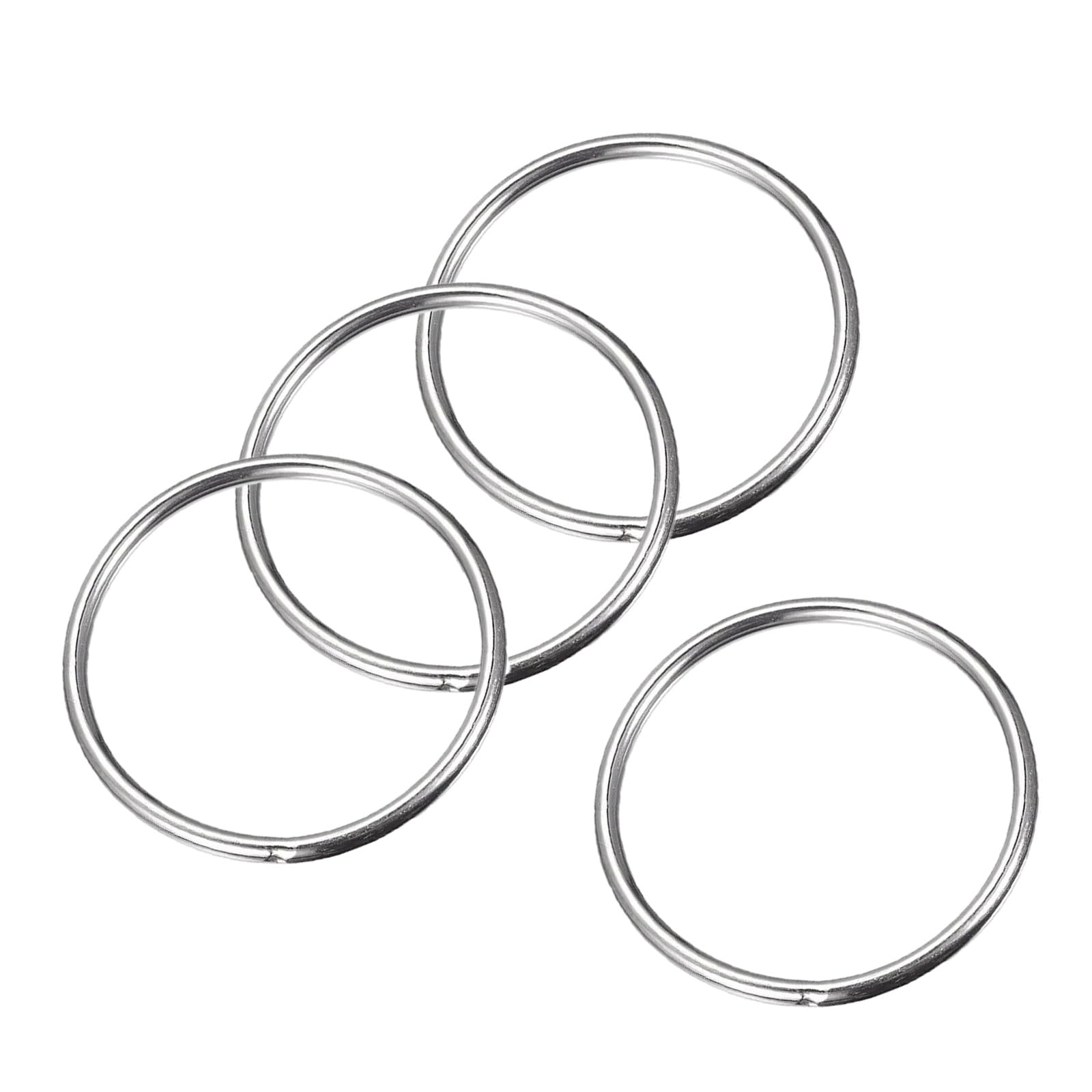 MACHSWON 304 Stainless Steel Welded O Ring 100mm(3.94") OD 6mm Thickness for Hand Bag Webbing Strap Purse Dog Collars Belts DIY Projects- 4pcs