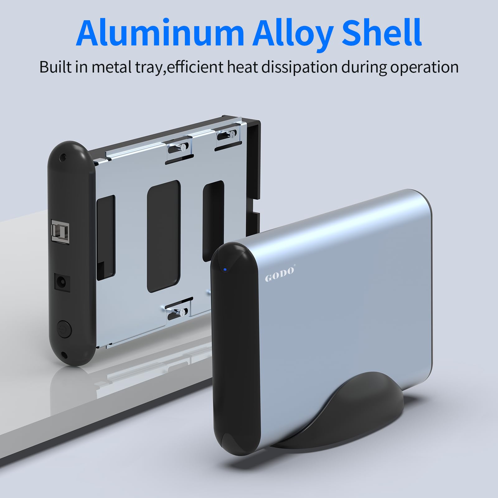 GODO Adattatore da SAS a USB 3.0, docking station per disco rigido per SSD SAS/SATA HDD da 2,5/3,5", con indicatore luminoso, adattatore di alimentazione, plug and play, supporta UASP Trim