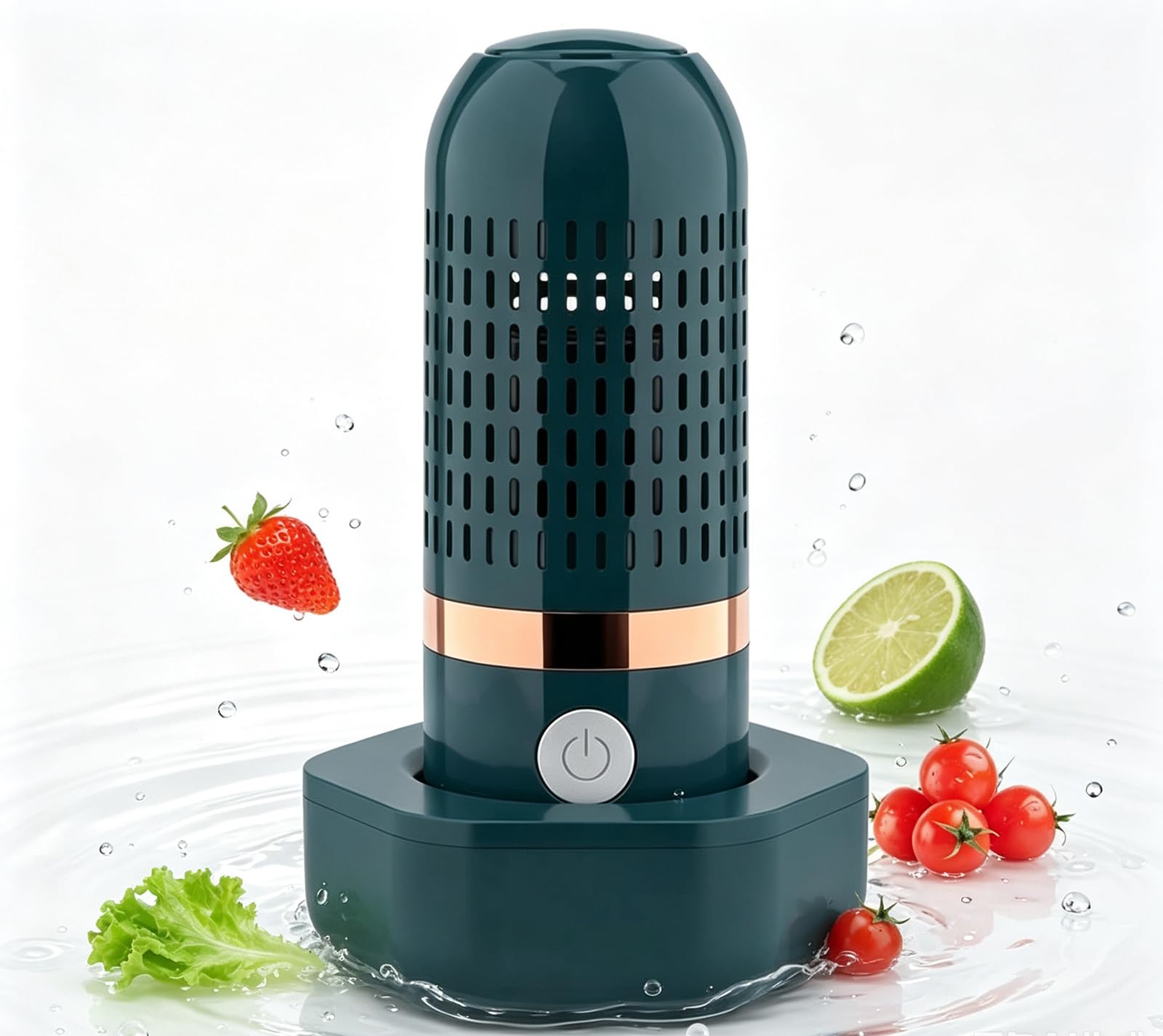 Fruit and Vegetable Washing Machine,Compact Capsule Cordless Kitchen Gadget For Fruit Vegetable Surface Dirt Removal,Portable Fruit Vegetable Washer,Portable Food Cleaner, Capsule Device.（Green）