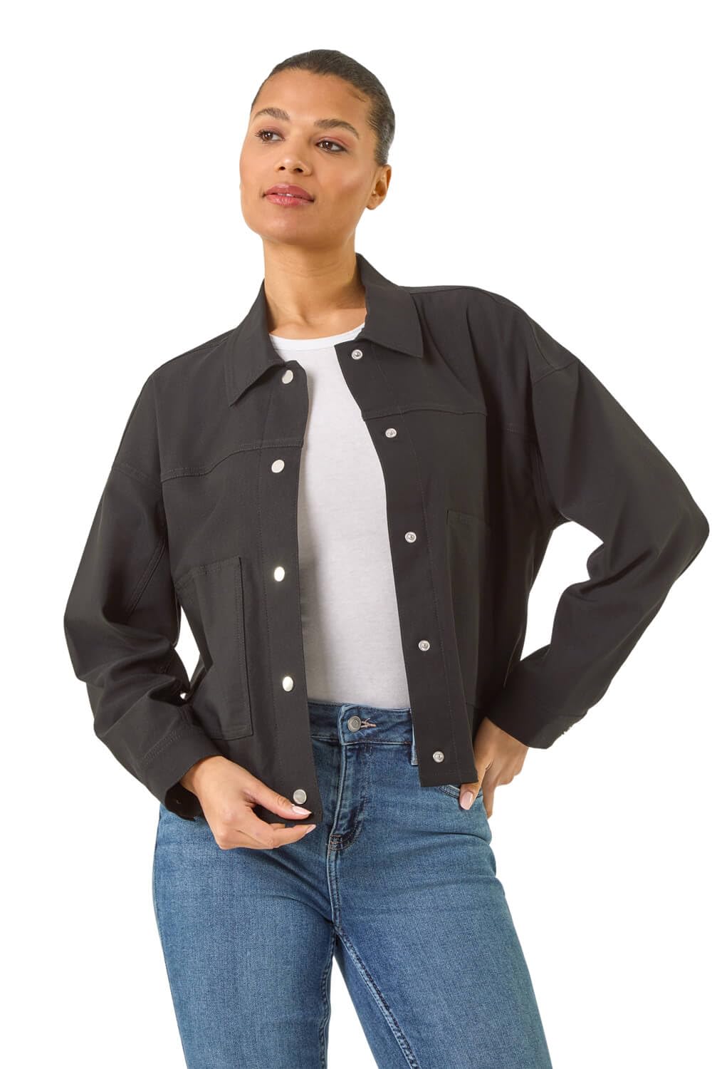 Roman Women's Patch Pocket Jacket in Black | Size: 18