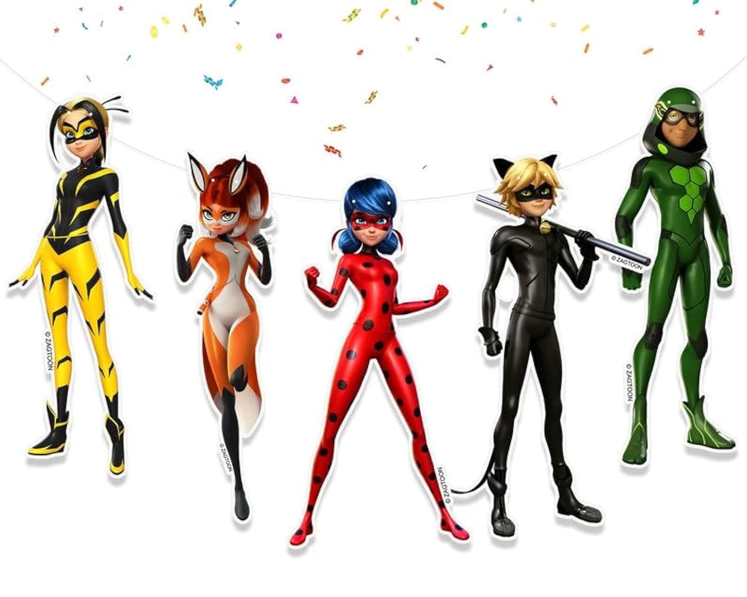 PC Miraculous Ladybug Banner for Birthday Decorations. Cartoon Miraculous Ladybug Friends Wall Decor for Theme Party.