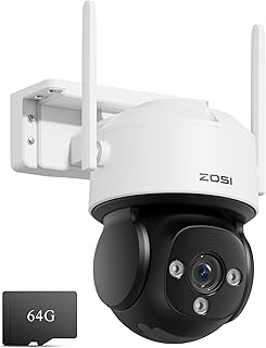 ZOSI 4K 8MP Surveillance Camera WLAN Outdoor with 64GB Card, 360° PTZ Camera, Person & Vehicle Detection, Car Tracking, 2-…