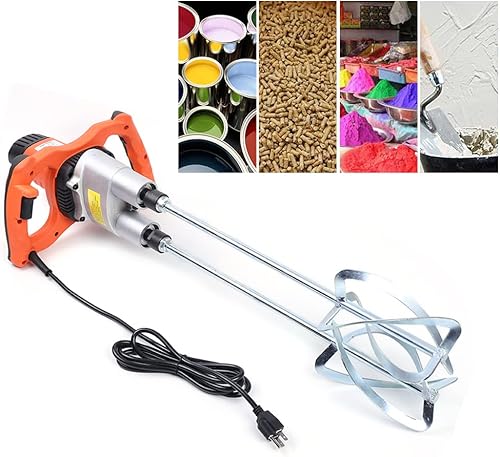 Miniatura 3 de Mezclador eléctrico de mortero de hormigón, 1800 W, portátil, de doble paleta, mezclador de concreto para taladro con 2 velocidades, agitador de