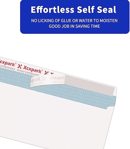 Miniatura 3 de Xxcxpark 120 sobres de seguridad blancos de doble ventana #10 para facturas QuickBooks, la mayoría de declaraciones y documentos autoadhesivos Kraft