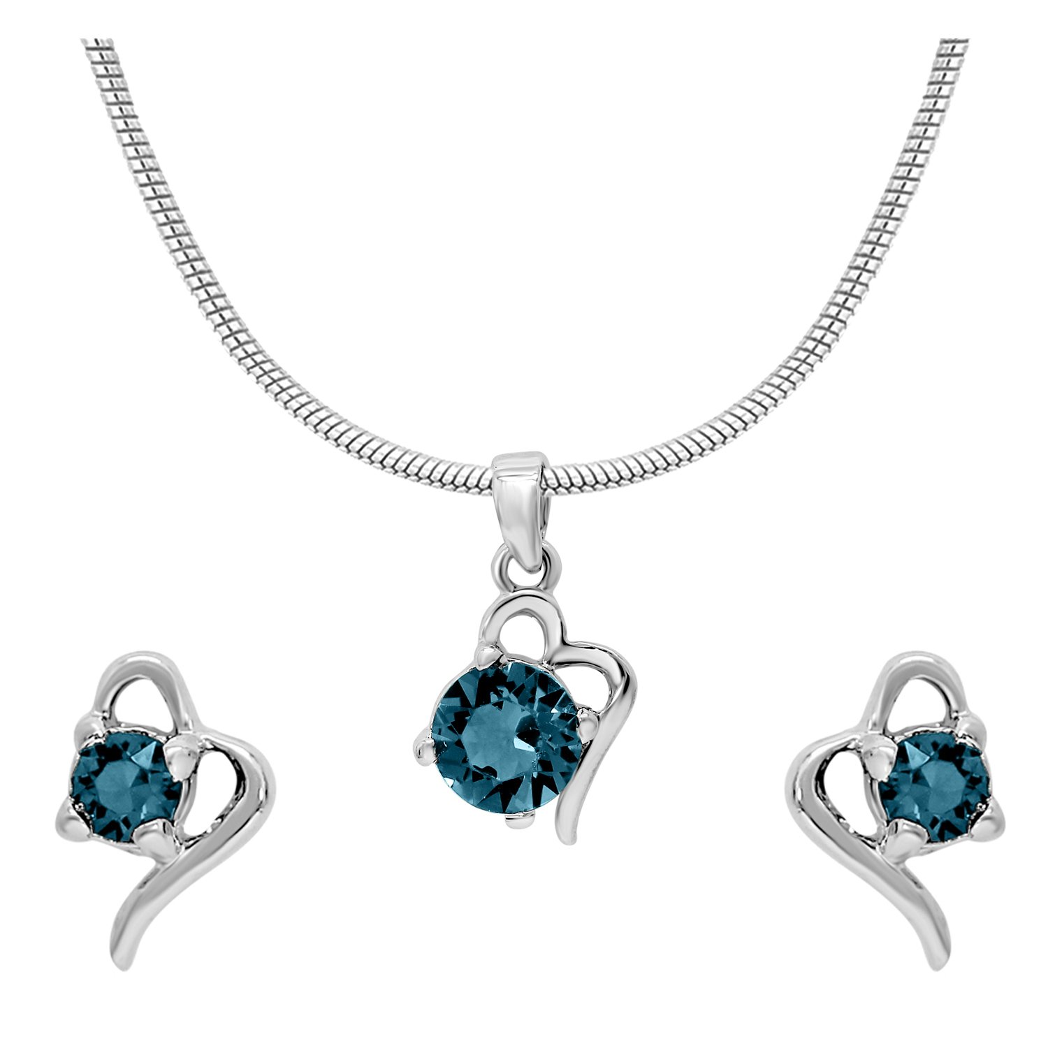 Mahi Brown Victorian Heart Rhodium Plated Pendant Set for Women (NL1104141PR)